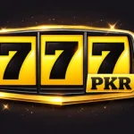 777PKR Game logo featuring golden slot machine numbers and PKR currency symbol.