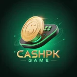 CASHPK Game logo with a golden coin placed on a gaming controller over a glowing green digital background.